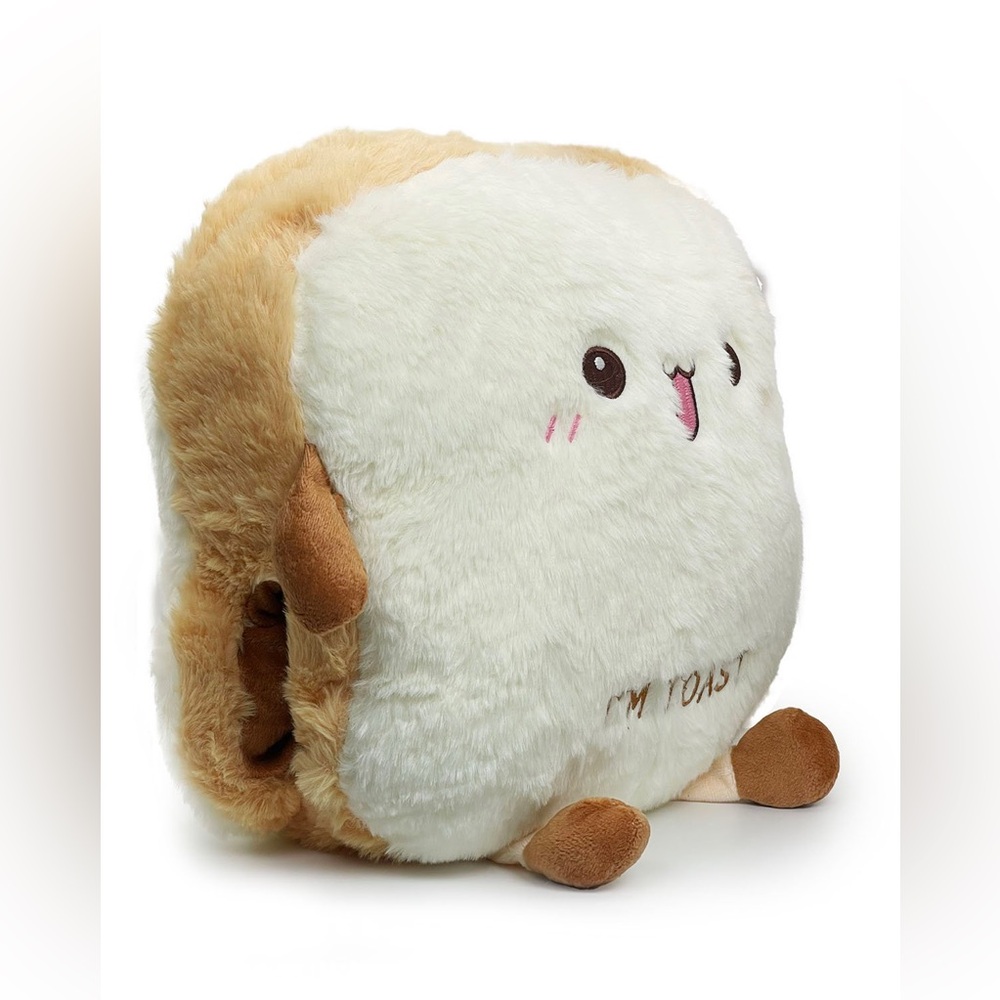 Ultra Happy Toast Plushie Pillow with Arm Warmer